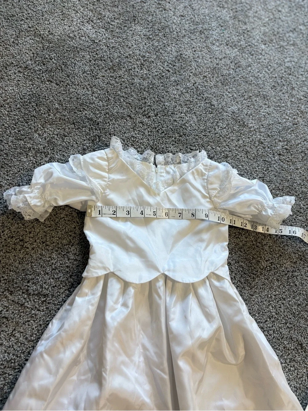 Vintage White Lace Trim Flower Girls' Satin Dress